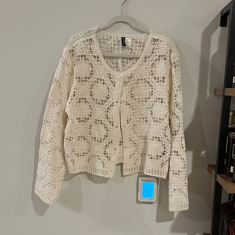 H&M Cream Crochet Cardigan